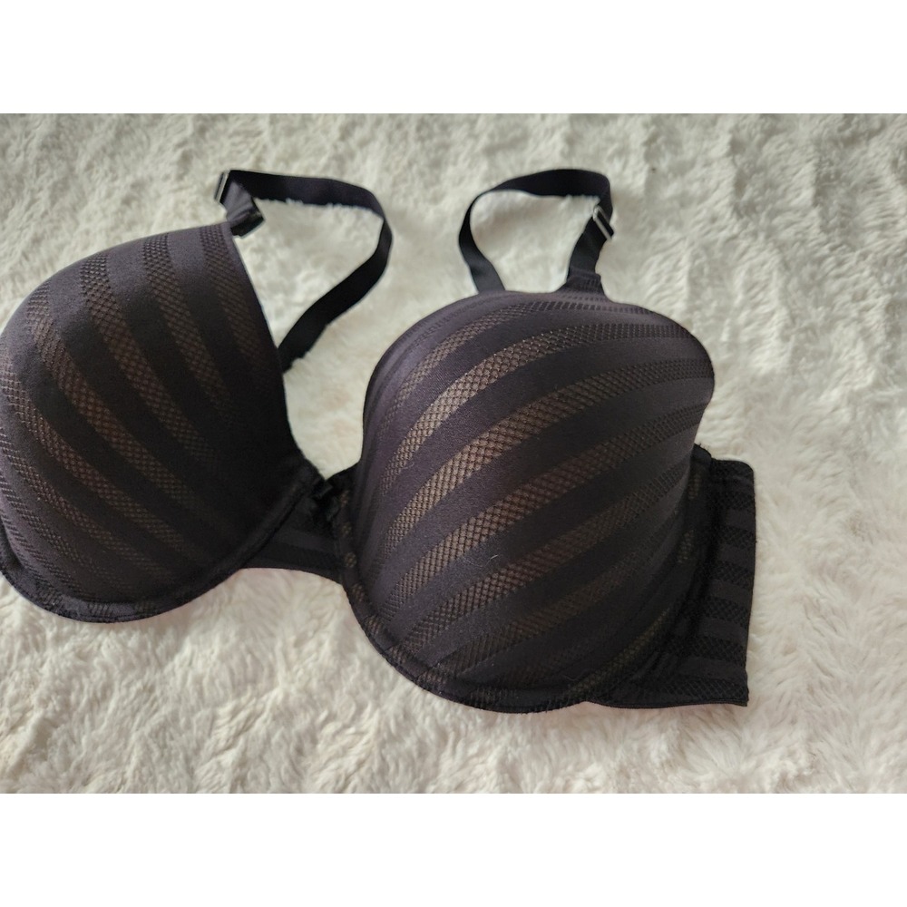 Maidenform Women's Black Striped Mesh Full Coverage Bra Size 40DD Style 05701 - Picture 3 of 9